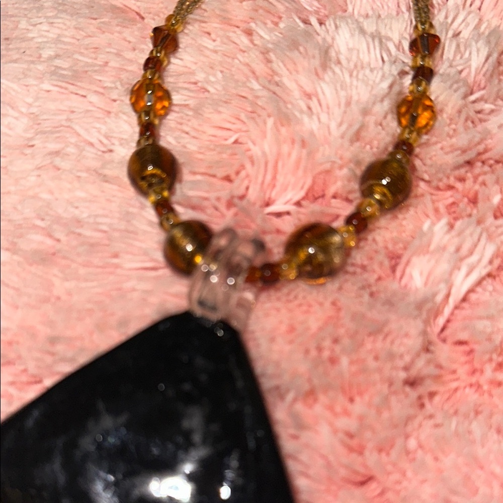 Elegant Gold and multi color murano style glass Pendant Necklace - Picture 8 of 8